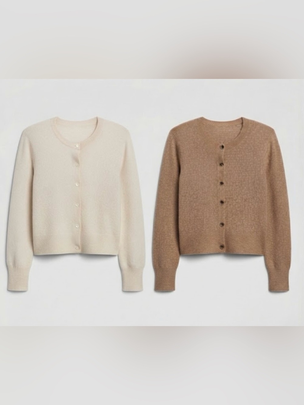 Old Navy Two Crewneck Button Cardigans - 1 Cream & 1 Camel Brown